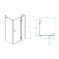 Душевой уголок RGW PA-77B R (PA-07B R + Z-050-2B) прямоугольный   90* 80*195 41087798-084R профиль Чёрный стекло Прозрачное(Принт) 6 мм RGW