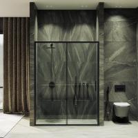 Душевая дверь раздвижная MaybahGlass 1950*1200 Стекло 6 мм Бесцветное  профиль Черный MGD-1276-6