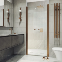 Душевая дверь двустворчатая на монопетлях MaybahGlass 1980*890 Стекло 6 мм Бесцветное  профиль Бронза MGD-423-2