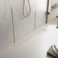 Душевой лоток TIMO Drain System 1000 с двусторонней панелью "plate" под плитку, Золото матовое