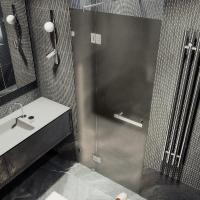 Душевая дверь с добором на петлях MaybahGlass 1950*900 Стекло 8 мм Бронза матовая  профиль Хром глянцевый MGD-492-4