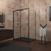 Душевой угол раздвижной прямоугольный RV046B-135100-01-C5 1350х1000х1950 Цвет профиля Чёрный  Стекло Прозрачное Veconi