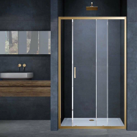 Душевая дверь VDS-3AL110CLG 1100х1900 профиль брашированное золото стекло прозрачное VINCEA