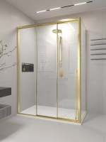 Душевой угол раздвижной 1500х800x2000 цвет профиля Золото брашинг стекло прозрачное PR3/L-SP-15080-01-G-C4 Premium Veconi