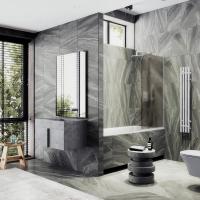Шторка для ванны в профиле MaybahGlass 1400*700 Стекло 8 мм Бронза матовая Профиль:Узкий, Цвет Белый матовый  MGV-75-1у
