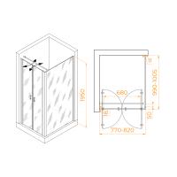 Душевой уголок RGW PA-144 (PA-104 + Z-050-2 + O-104) прямоугольный   80*100*195 060814480-011 профиль Хром стекло Прозрачное 6 мм RGW