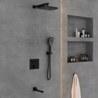 Душевой комплект термостатический встраиваемый, с поворотным изливом, трехрежимный   цвет черный VSFW-4311MB VINCEA