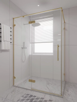Душевой угол распашной 1500х900x2000 цвет профиля Золото брашинг стекло прозрачное осветленное AL-SP-15090-00-G-C4 Premium Veconi