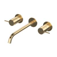 Смеситель для раковины встраиваемый на три отверстия, длина излива 20 см, с донным клапаном Ручка "антикапля" LEAF-BLI3L-20-L-SR Satinox ручка  Satinox Cezares